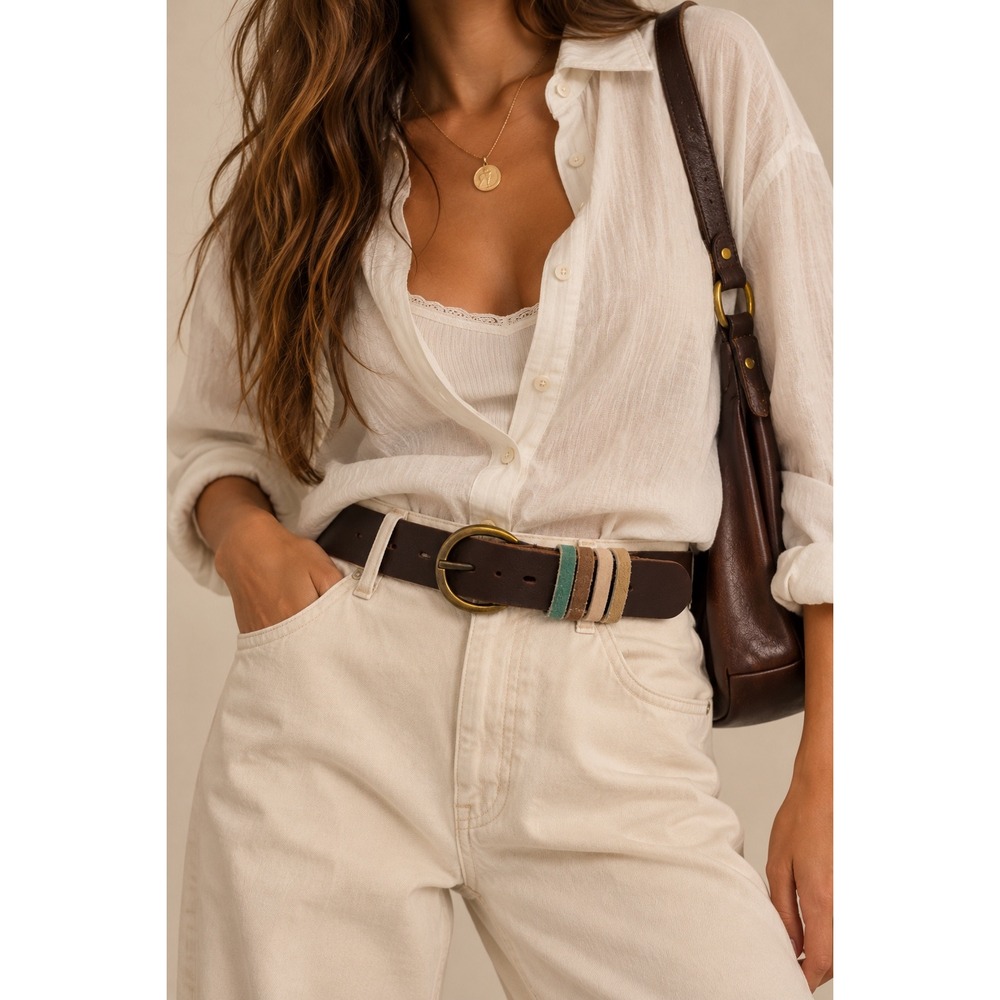 Colin's Leather Belt Brown Suede Multi Keeper Boho Western 75 25-26